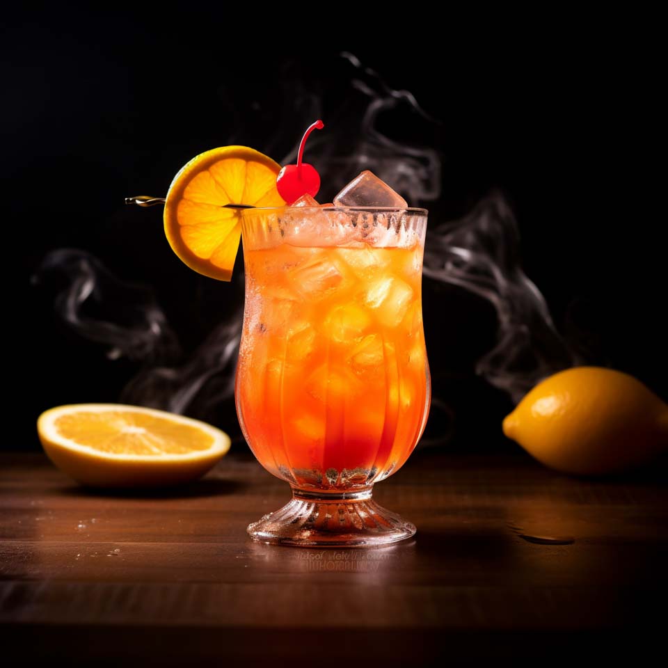 Der Hurricane Cocktail aus jeder Menge Rum und Saft.