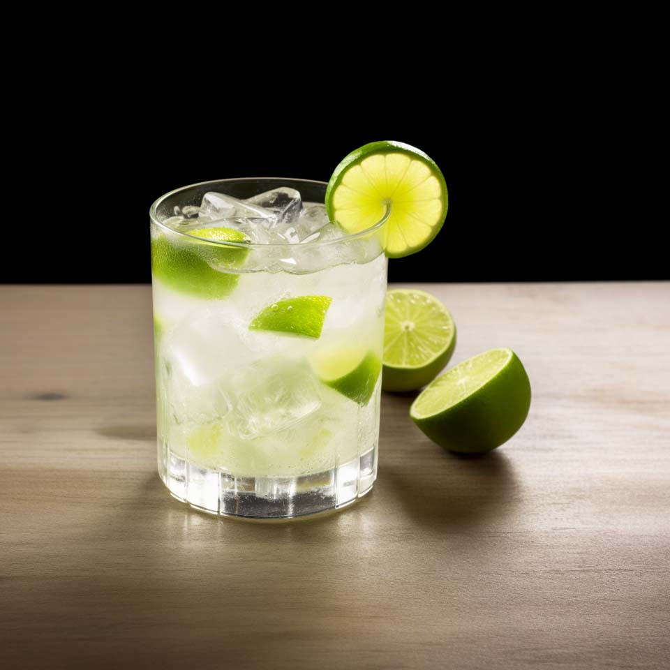 Eine Caipiroska aus Wodka, Limetten und Zuckersirup.