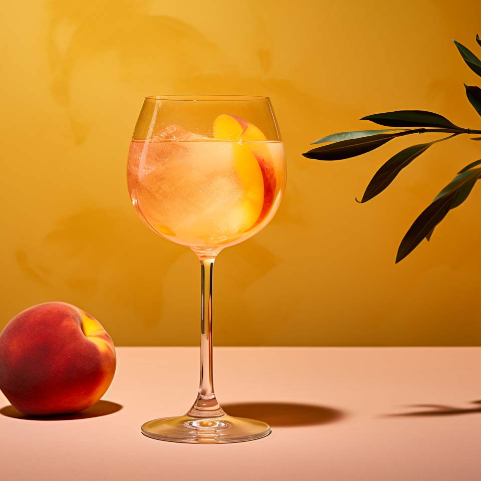 Ein Lillet Rosé White Peach Cocktail aus Schweppes White Peach und Lillet Rosé.