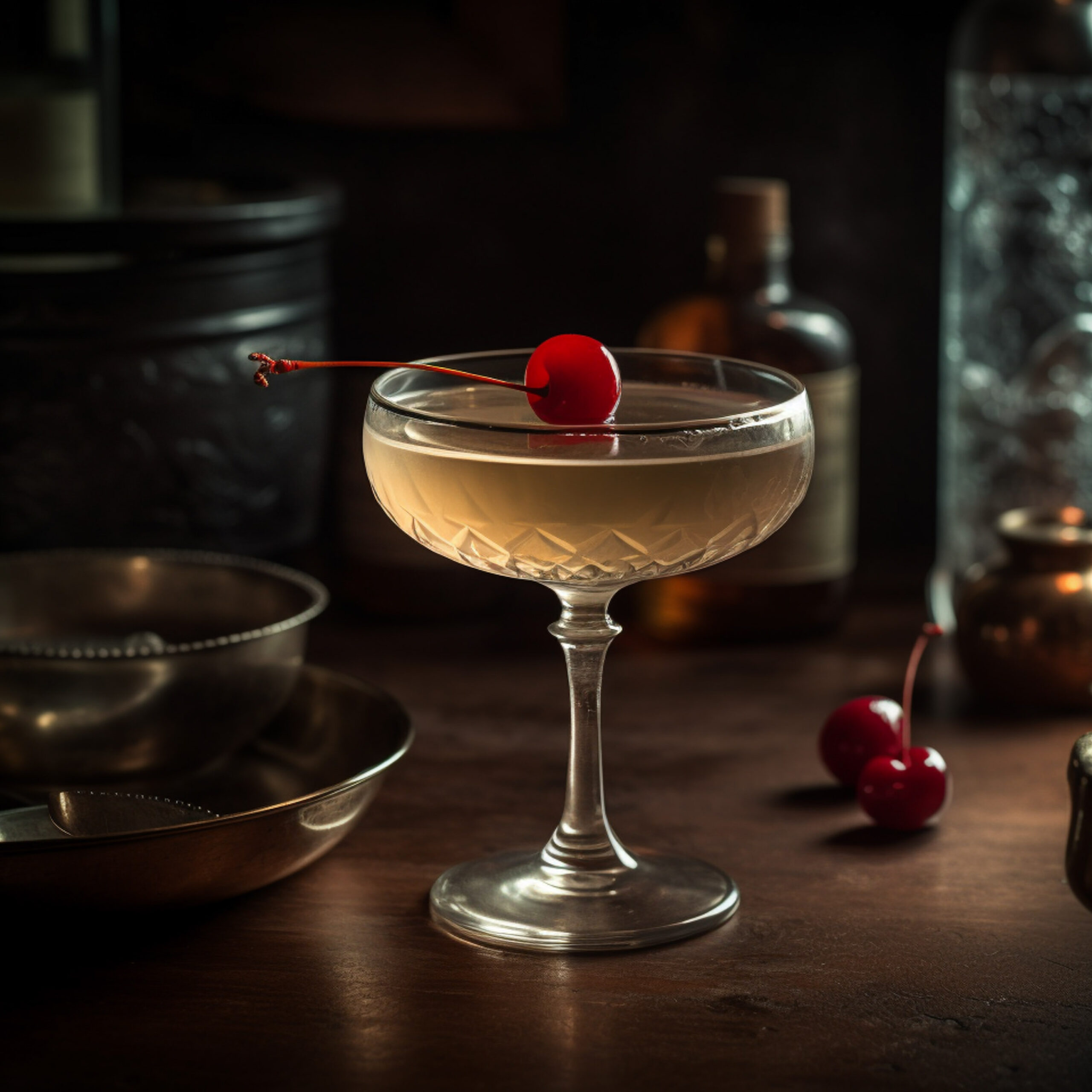 Der Corpse Reviver No 2 wird traditionell mit einer Cocktailkirsche garniert.